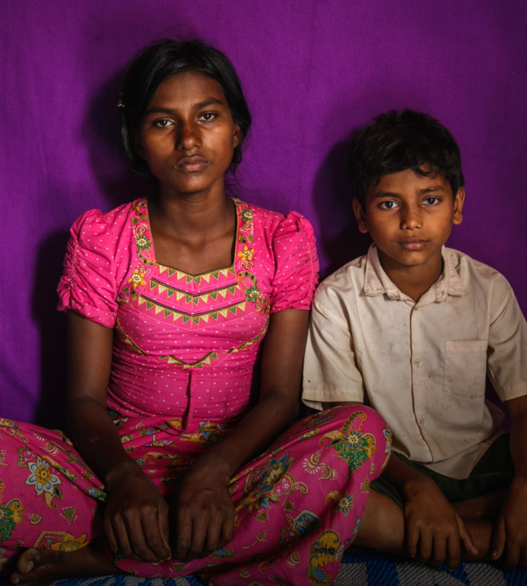 Bangladesh. Rohingya child headed households in refugee camp.