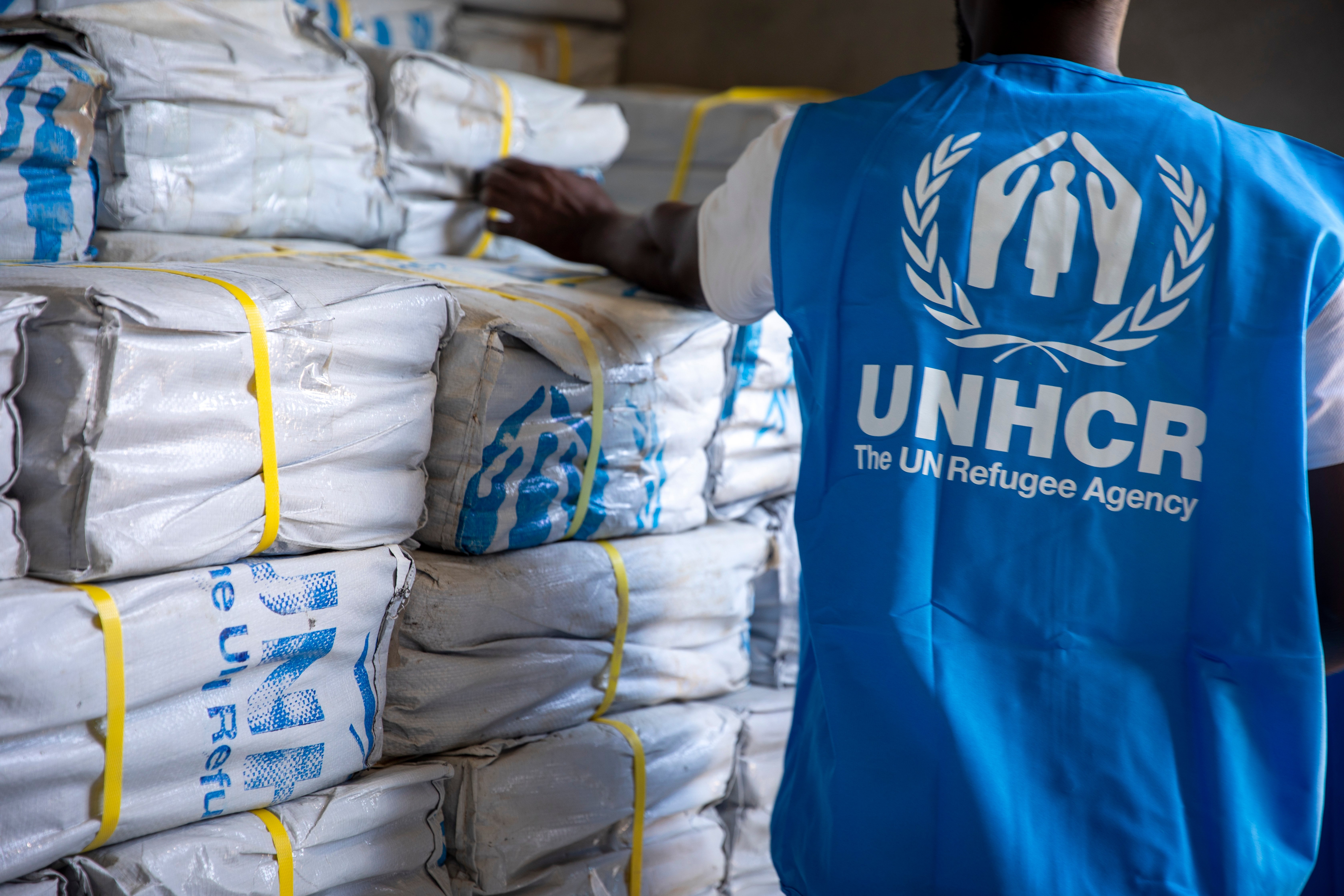 Trucks with NFIs heading to UNHCR warehouses in Benghazi, in the east of Libya, to be distributed to the affected areas.