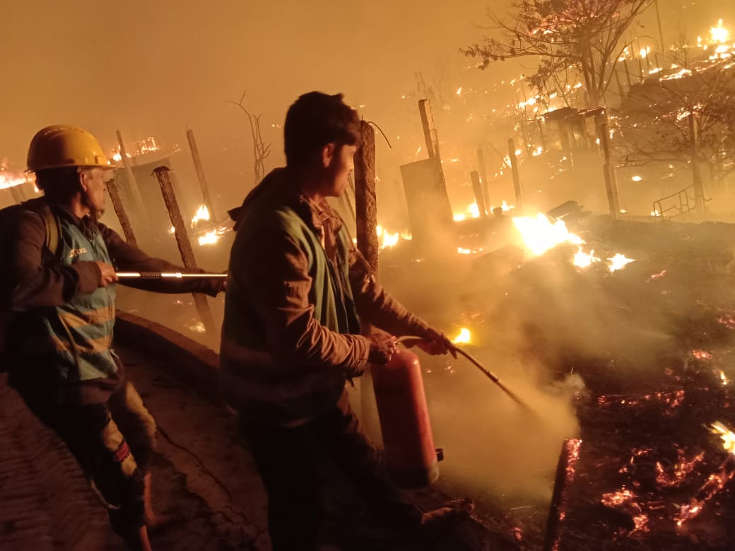 Trained Rohingya volunteers and UNHCR personnel responded first, then were joined by Bangladesh Fire Service &amp; Civil Defence and local firefighters
