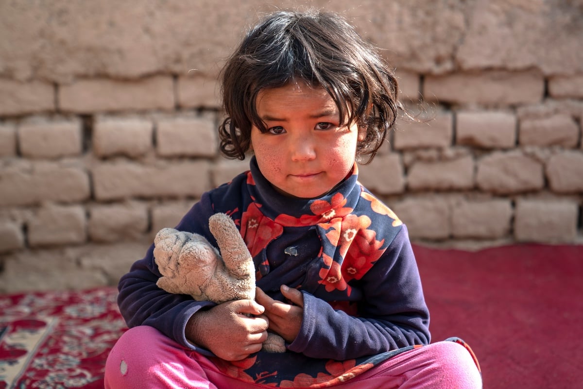 Your donations to UNHCR will help refugee children. Setara, 5, (pictured) in Shahrak Etafaq township