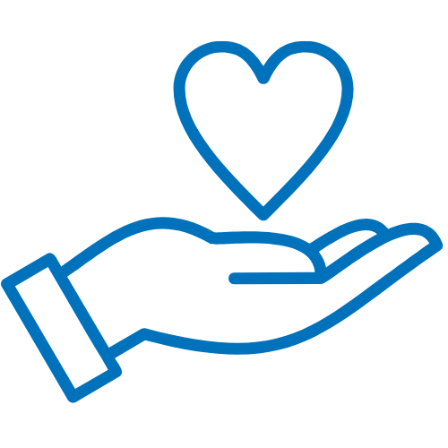 Heart-shaped donation icon representing humanitarian aid
