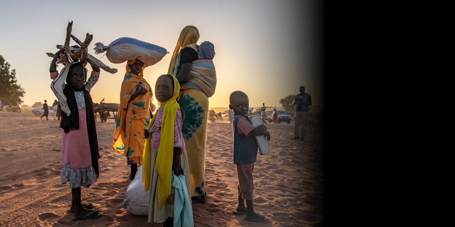 A family forced to flee in Sudan