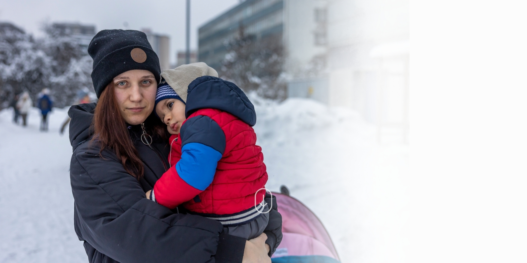 Ukrainian mom with child