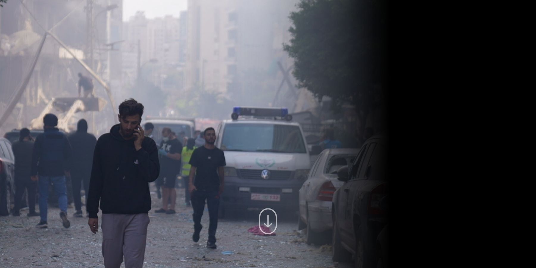 Civilians in the streets of Lebanon after another missile struck the capital