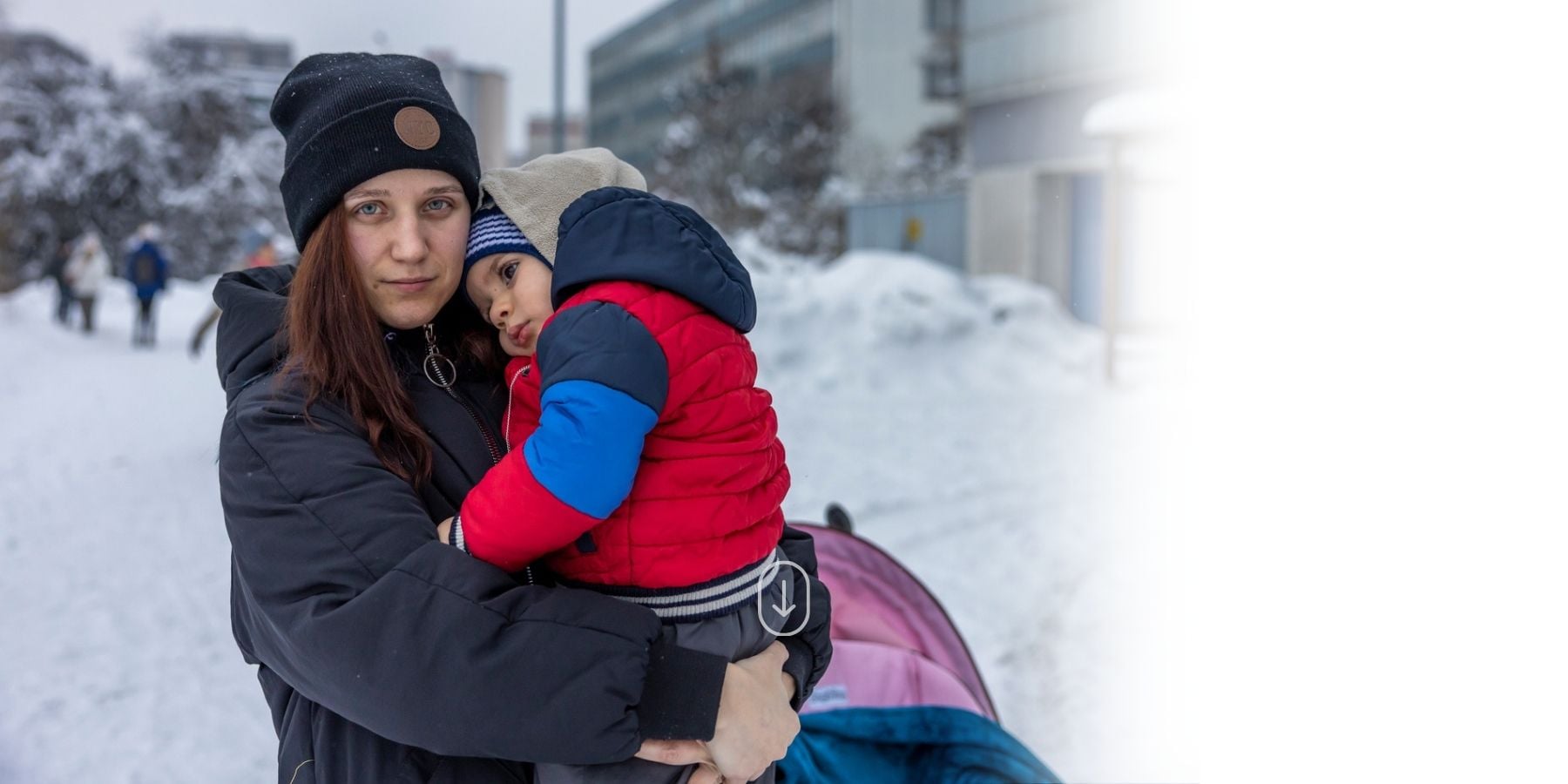 Ukrainian mom with child