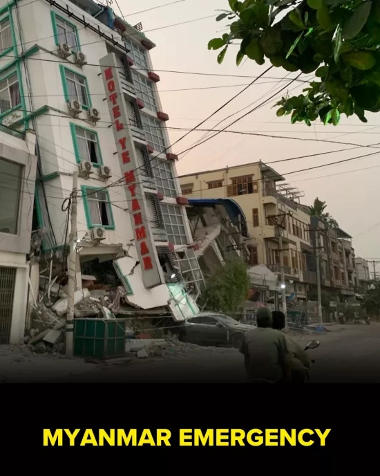 A building destroyed by the Earthquake in Mandalay, Myanmar