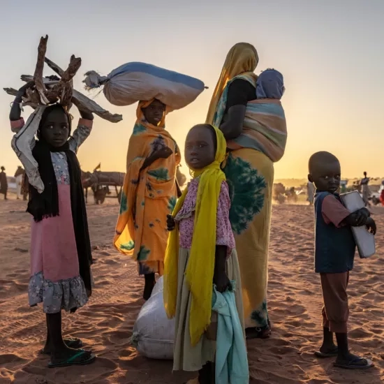 A family forced to flee in Sudan