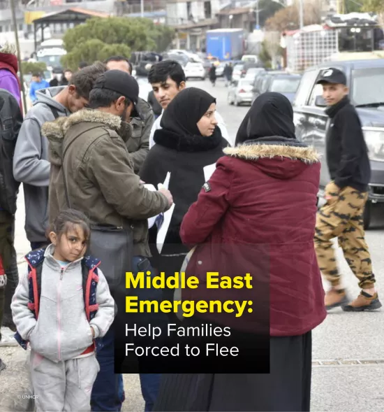 Middle East emergency: A child stands on a busy street