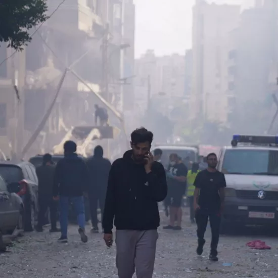 Civilians in the streets of Lebanon after another missile struck the capital