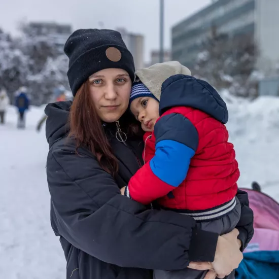 Ukrainian mom with child