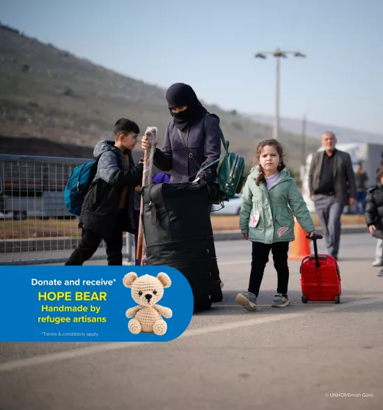 refugees travelling along a road