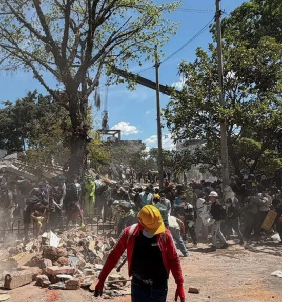 rubble after the earthquake