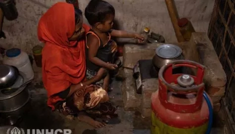 Bangladesh. Bottled gas distribution benefits camp environment for refugees