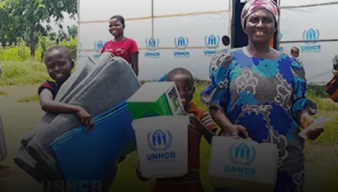 UNHCR provides relief supplies to Cameroonian refugee family.