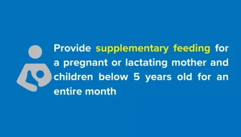 Supplementary feeding for pregnant or lactating mother and children below 5 years old