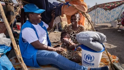 South Sudan. UNHCR distributes relief items to returnees in transit centre