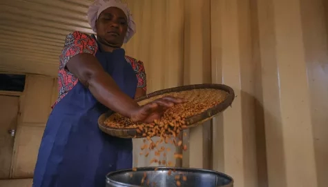 Malawi. Refugees produce peanut butter