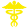 icon rod of Asclepius yellow